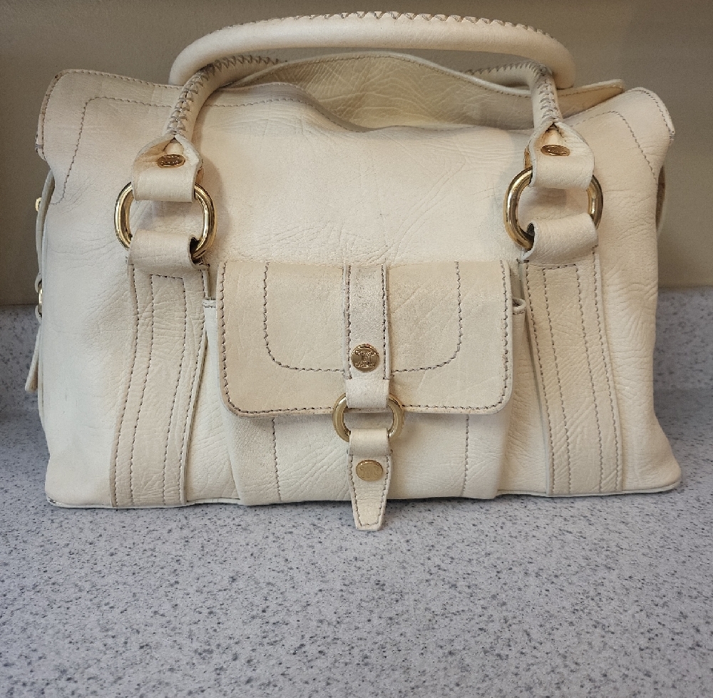 Celine GASO/36 Cream Manila Leather Bag/Tote With Dust Bag